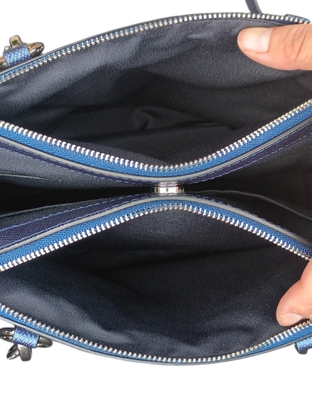 SOLD Coach Metallic Navy Blue Leather Mini Christie Carryall Satchel - Picture 12 of 16